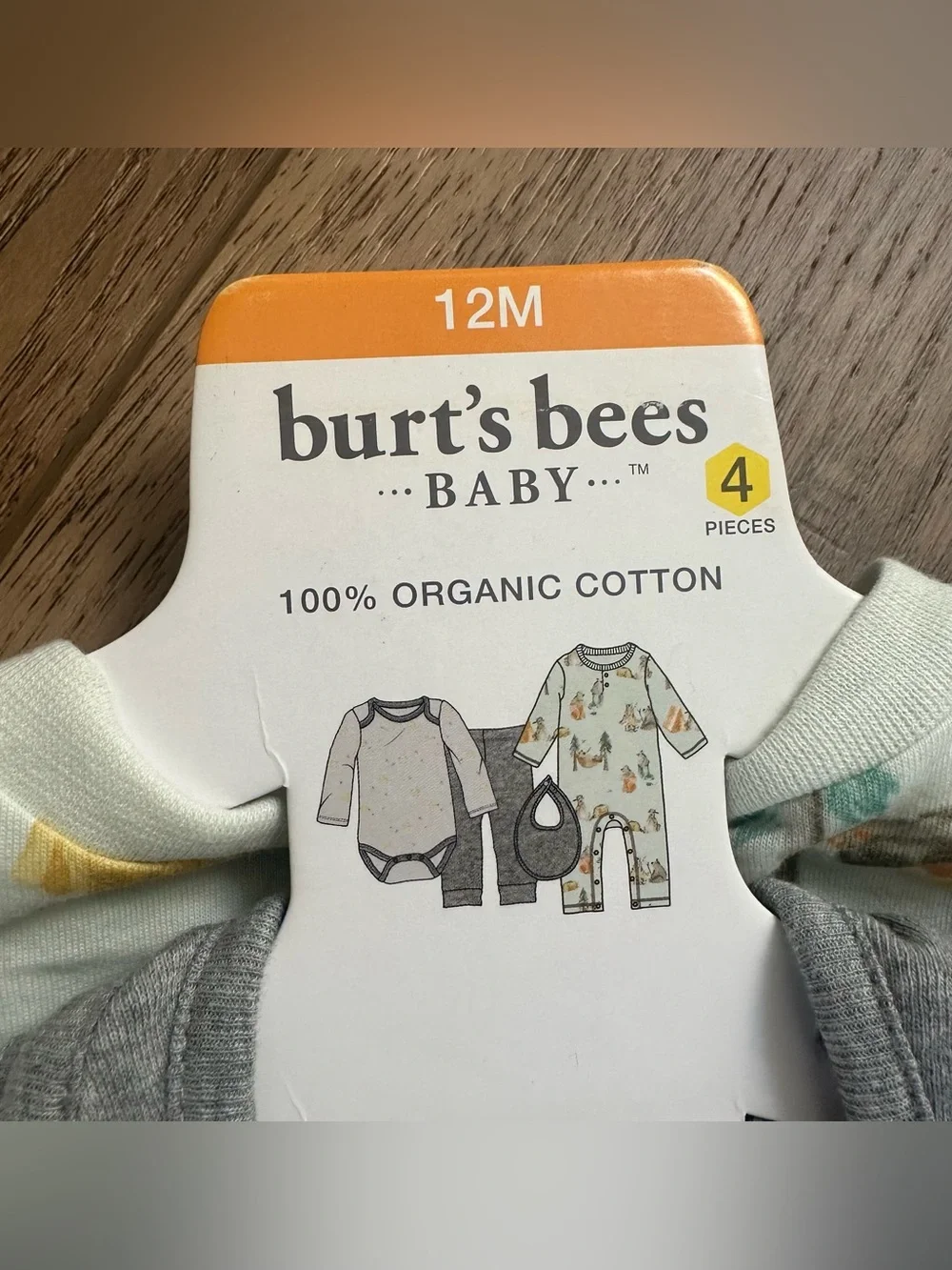NWT! Burt’s Bees Baby 100% Organic Cotton Set, Outfits, Bib, Unisex, 4pc, 12m